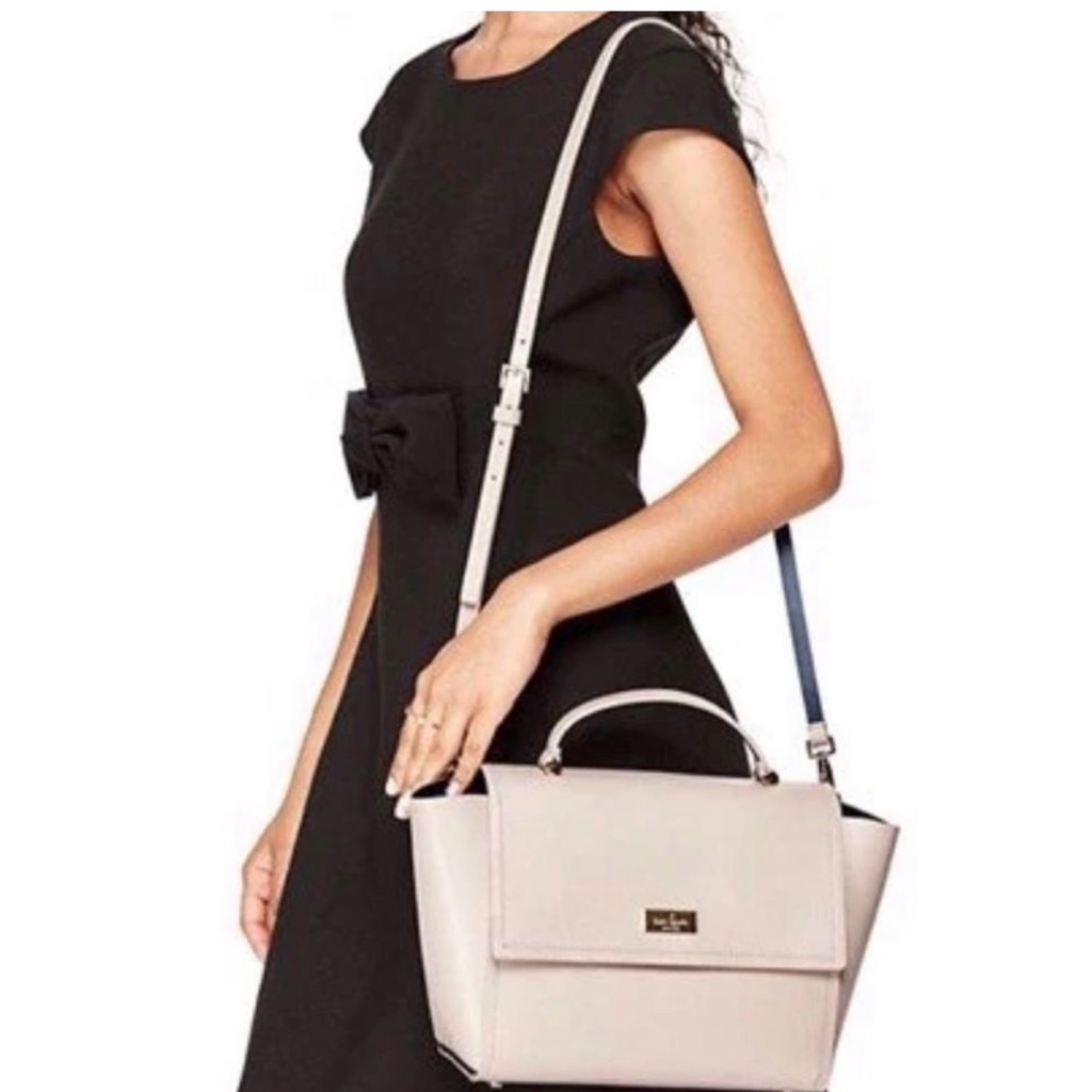 Kate Spade Arbour Hill Lilah Satchel Crossbody Beige Neutral Leather